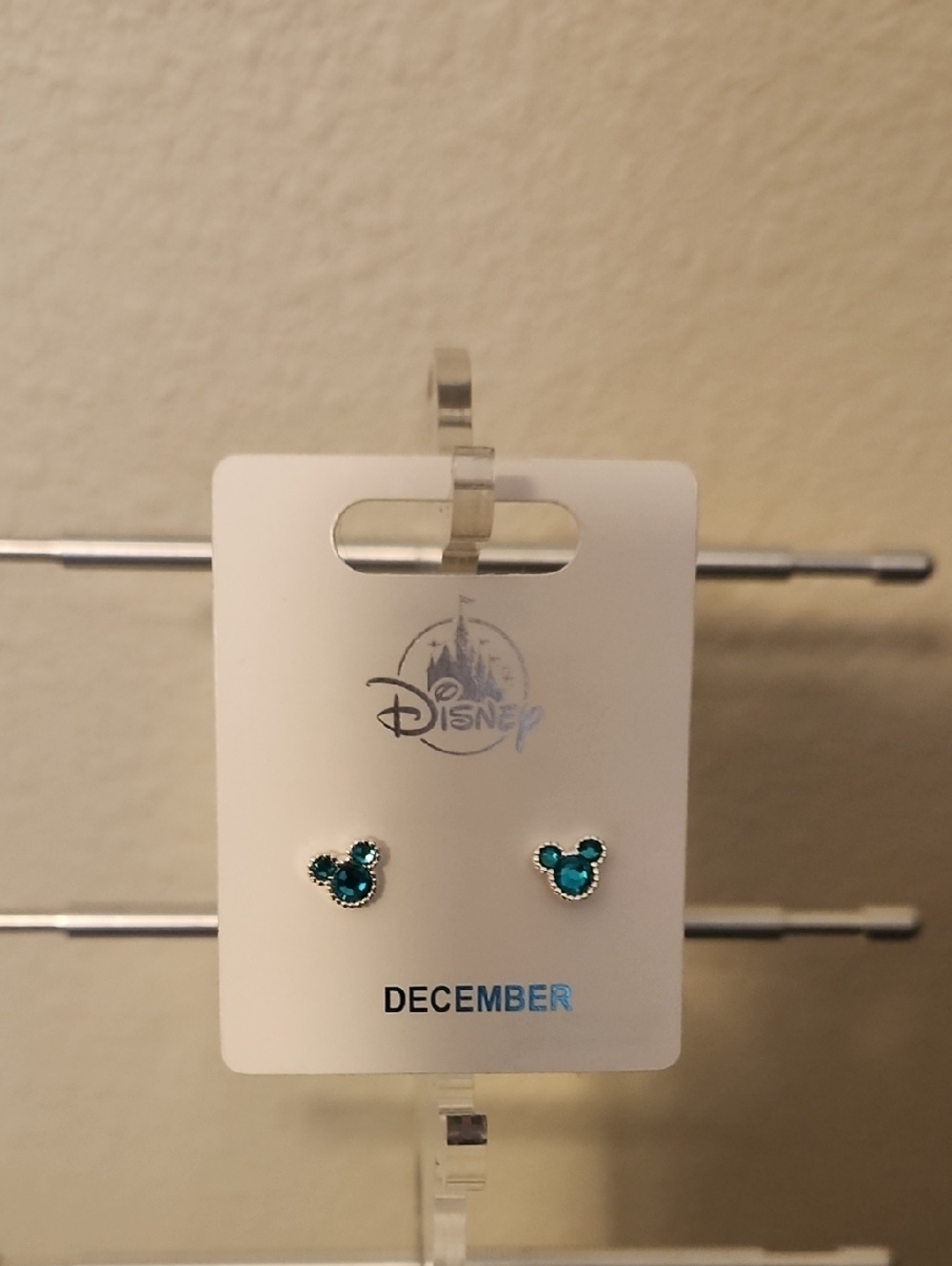 Disney Teal Crystal Mickey Mouse Stud Earrings for Kids